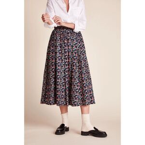 Anthropologie Trovata Bird Of Paradis Floral Blue Pink Ditsy Skirt size M Pull O